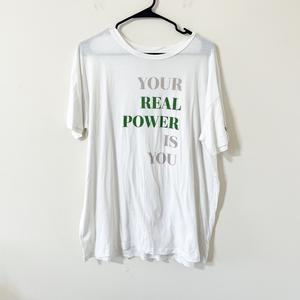 Aerie White Oversized Boyfriend Graphic Tee 'Your Real Power Is You' Size Medium - Picture 1 of 7